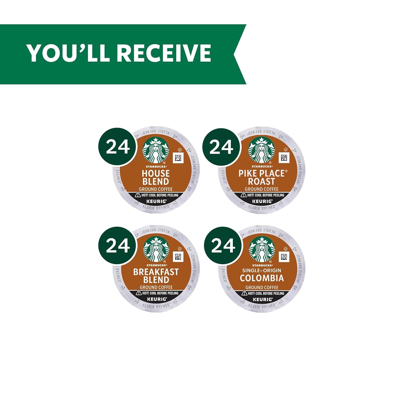 Starbucks K-Cup Coffee Pods - Medium Roast Variety Pack for Keurig | 100% Arabica, 96 Pods