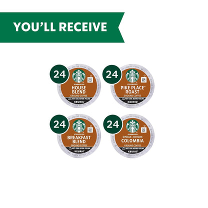 Starbucks K-Cup Coffee Pods - Medium Roast Variety Pack for Keurig | 100% Arabica, 96 Pods
