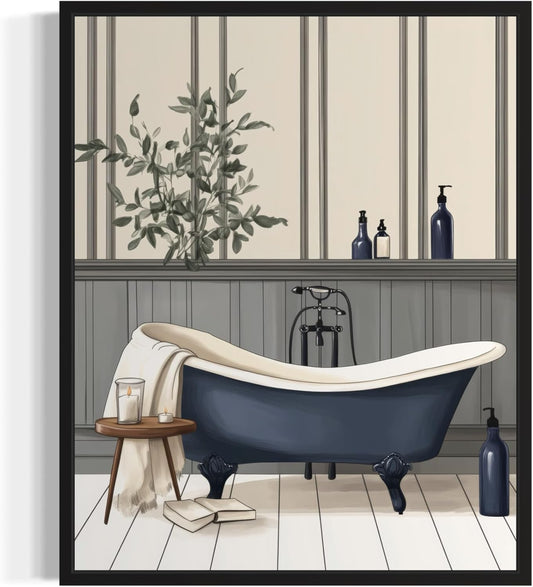 Blue Bathtub Art Print | Humorous Aesthetic Wall Decor | 8 x 10 Inches, Unframed