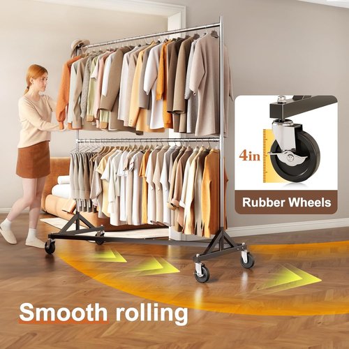 HOKEEPER Heavy Duty Z Rack - Portable Clothes Rack with Wheels | Holds 550 LBS, 22.8" D x 62.6" W x 87.8" H
