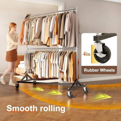HOKEEPER Heavy Duty Z Rack - Portable Clothes Rack with Wheels | Holds 550 LBS, 22.8" D x 62.6" W x 87.8" H