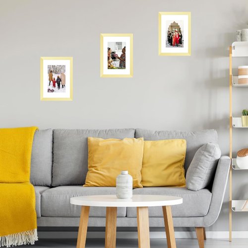 JCJMY A5 Gold Picture Frame - Display 4x6 Photos with Mat or 5.8x8.3 Without Mat | Shatter-Resistant Plexiglass
