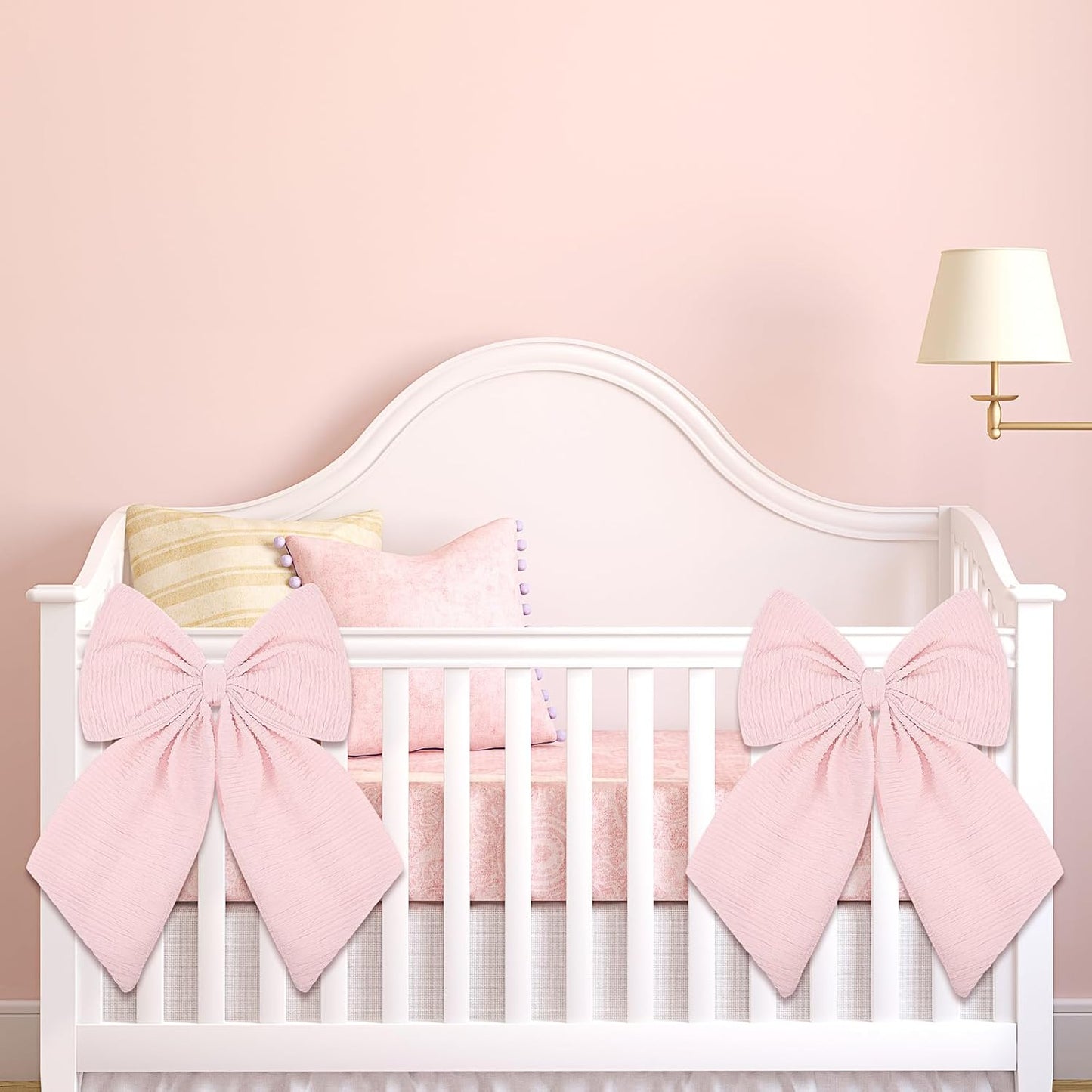 Riceshoot Large Crib Bows - 11 x 16 Inch Coquette Bow Decorations for Nursery | Pink