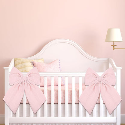 Riceshoot Large Crib Bows - 11 x 16 Inch Coquette Bow Decorations for Nursery | Pink