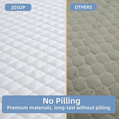 JOSOP Waterproof Mattress Protector - Queen Size Bamboo Viscose Cover | Breathable & Cooling Design