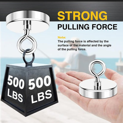 DIYMAG Super Strong Neodymium Fishing Magnet - 500 lbs Pulling Force | 2.36 Inch Diameter for River Retrieval