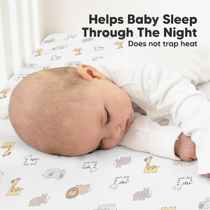 KeaBabies Organic Crib Sheets - 2-Pack Fitted Jersey Cotton for Boys & Girls | Soft, Breathable 52x28 Inches