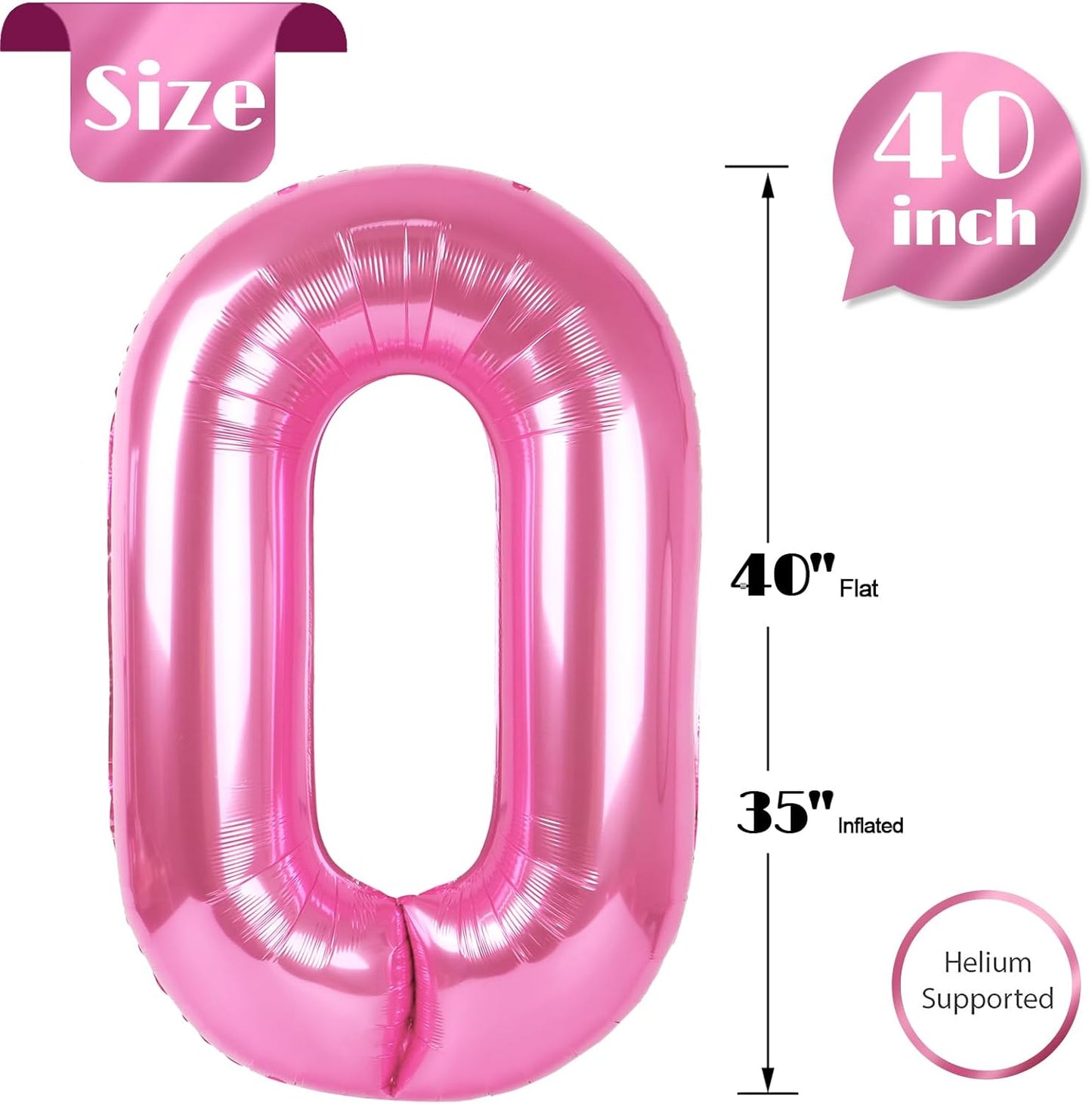 Pink Number Balloon - 40 Inch 0 Balloon | Perfect Birthday Decorations for Women