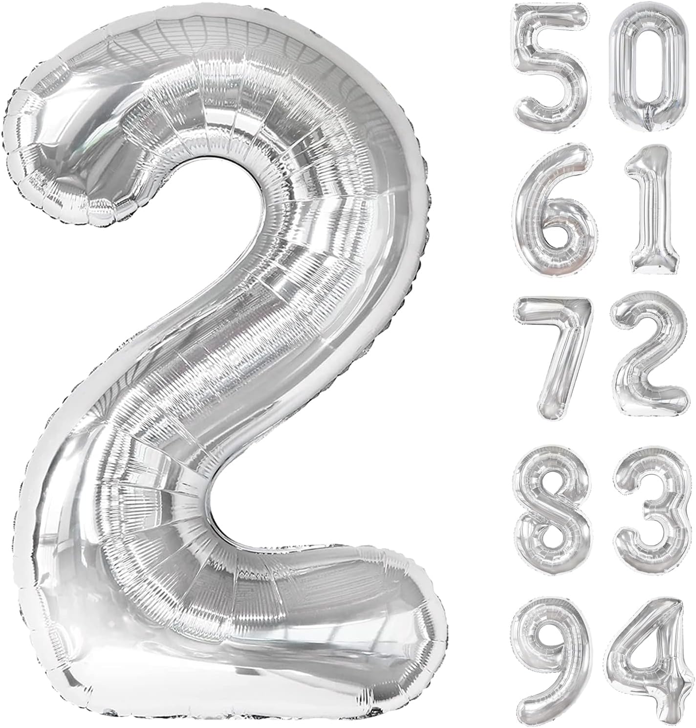 Silver 2 Balloon - 40 Inch Number 2 Birthday Decoration | Perfect for Second Birthday Parties