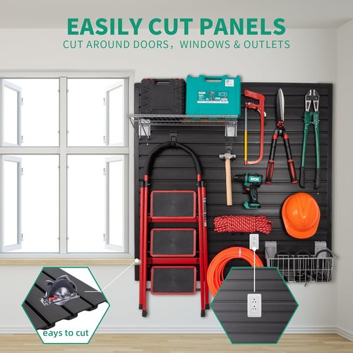 FRAYSCENT Slat Wall Paneling - 4'x8' Slate Board for Garage Storage & Tool Organization | Durable PVC Panels