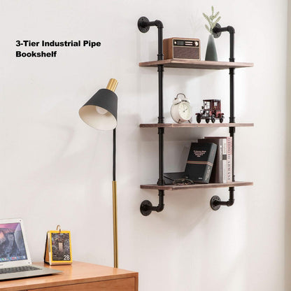 ROGMARS 3-Tier Floating Shelf - Real Pine Wood, Industrial Retro Style | 20"x7.87"x41.3" for Bathroom & Kitchen