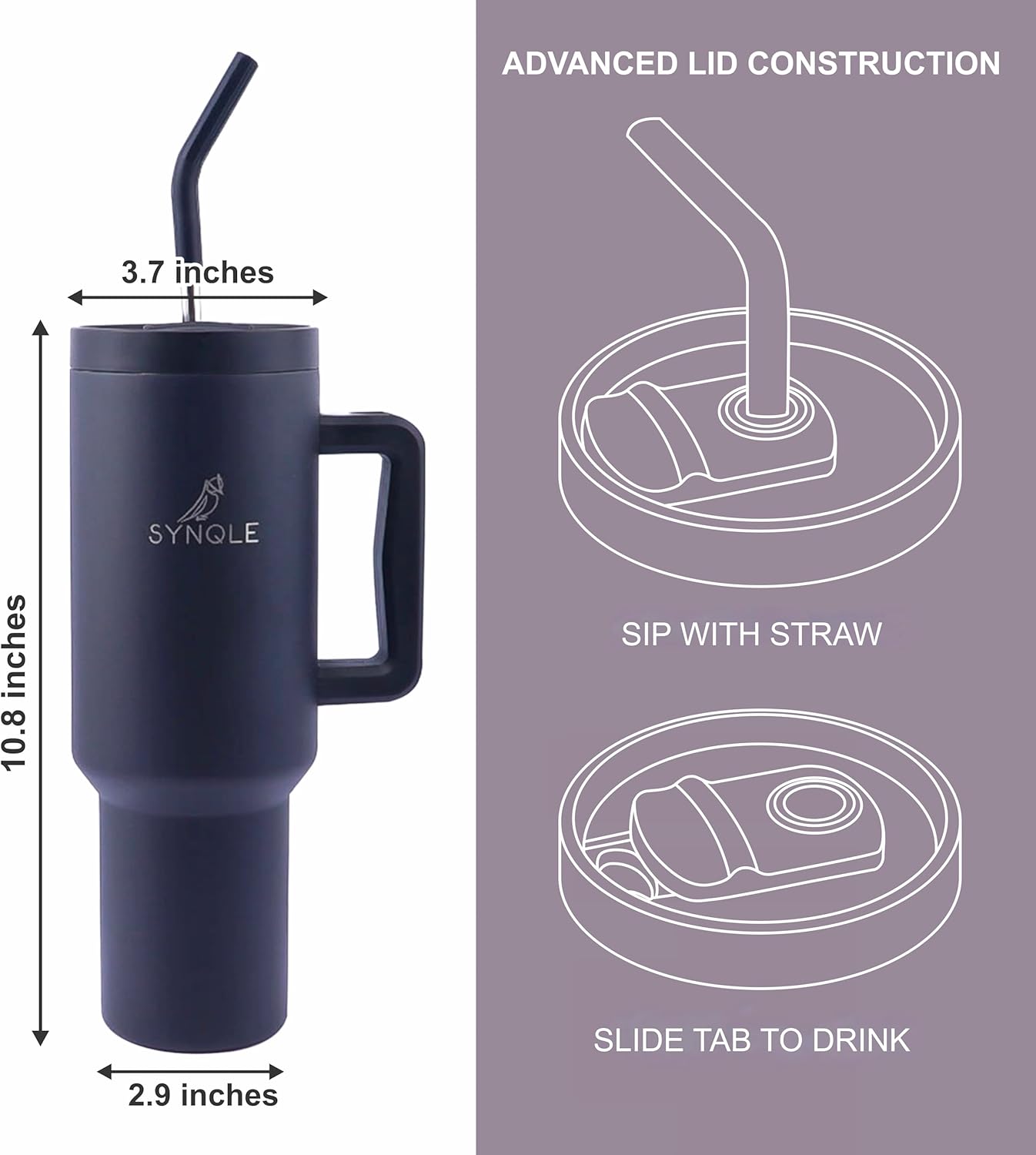 Skiennix 40 oz Double Insulated Stainless Steel Tumbler - Leak Proof Travel Mug for Hot & Cold Drinks | Black
