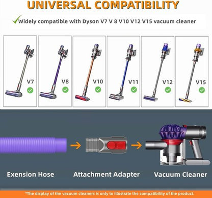 JEDELEOS Dryer Vent Lint Hose - Flexible Lint Removal Tool for Dyson V15, V12, V11, V10, V8, V7 | Purple