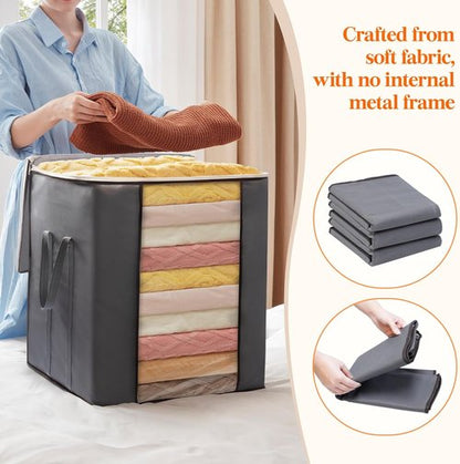 Lifewit Extra Large Blanket Storage Bags - 120L Foldable Containers with Reinforced Handles | 3 Pack for Bedding & Comforters