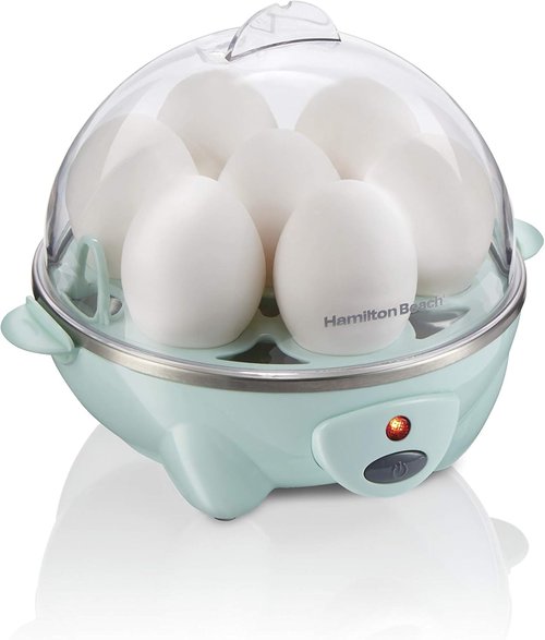 Hamilton Beach 3-in-1 Electric Egg Cooker - Hard Boiled, Poached & Omelet Maker | Holds 7 Eggs, Mint