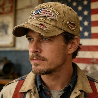 250 Anniversary USA Hat - Ripped Denim Baseball Cap for Men & Women | Celebrate 250 Years