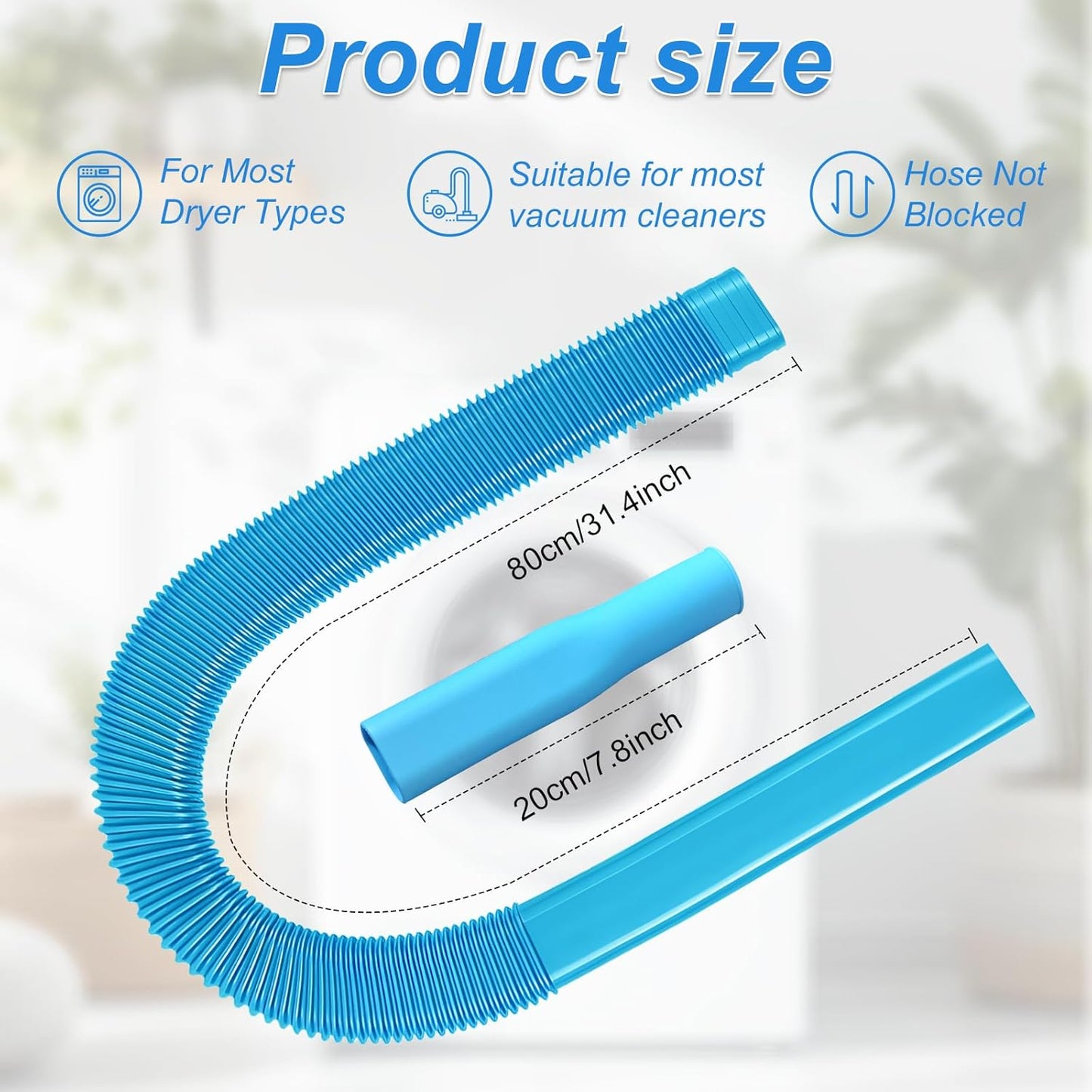 Skiennix Dryer Vent Cleaner Kit - Universal Vacuum Hose Attachment for Lint Removal | Fits All Vacuums (Blue)