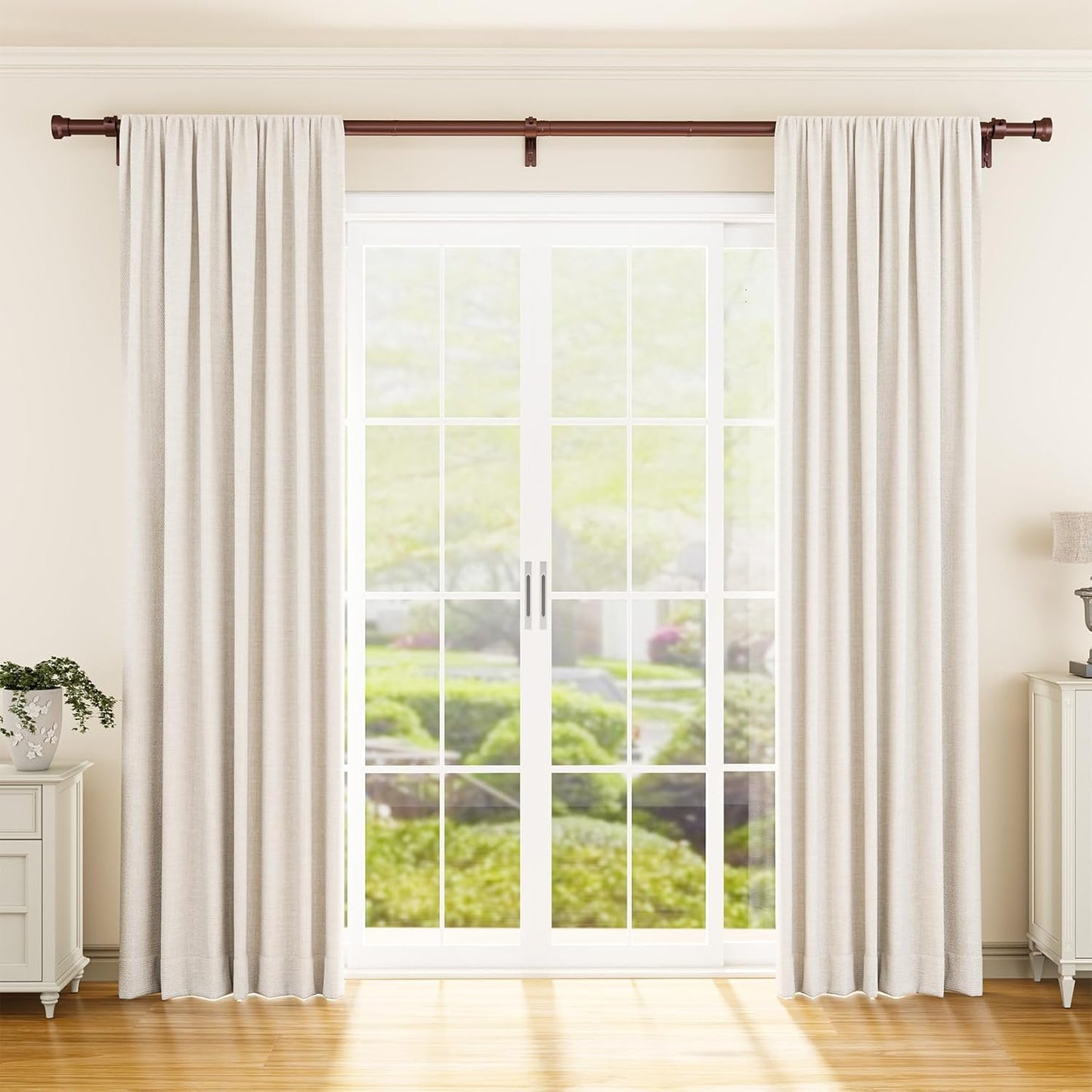YaFex Heavy Duty Curtain Rods - Adjustable 32-144 Inch | Modern Bronze Window Treatment
