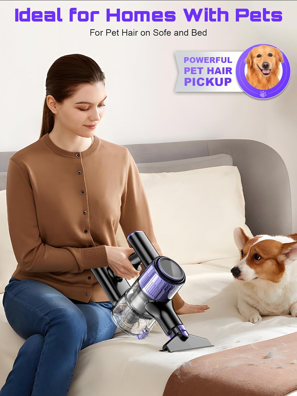 OIRFND Cordless Vacuum Cleaner - 10-in-1 Lightweight Stick Vacuum with Powerful Suction & Anti-Tangle Brush | Ideal for Home & Carpets