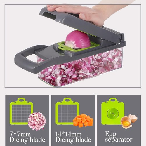 Cambom Vegetable Chopper - 13-in-1 Multifunctional Food Slicer with 8 Blades & Container