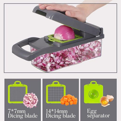 Cambom Vegetable Chopper - 13-in-1 Multifunctional Food Slicer with 8 Blades & Container