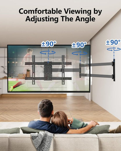 FORGING MOUNT Long Arm Corner TV Wall Mount for 32-75 inch TVs,Single Stud Full Motion Articulating TV Mount Bracket with 33” Extension, Swivel Tilt, Max VESA 600x400mm, Holds up to 100 lbs