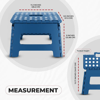 Utopia Home Folding Step Stool - 9-Inch Anti-Slip Collapsible Design - Supports Up to 300 lbs - Blue