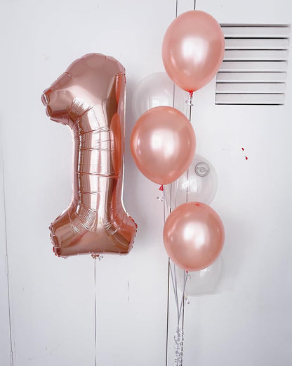 Rose Gold Number 1 Balloon by [Brand Name] - 40 Inch Giant Birthday Decoration for First Birthday