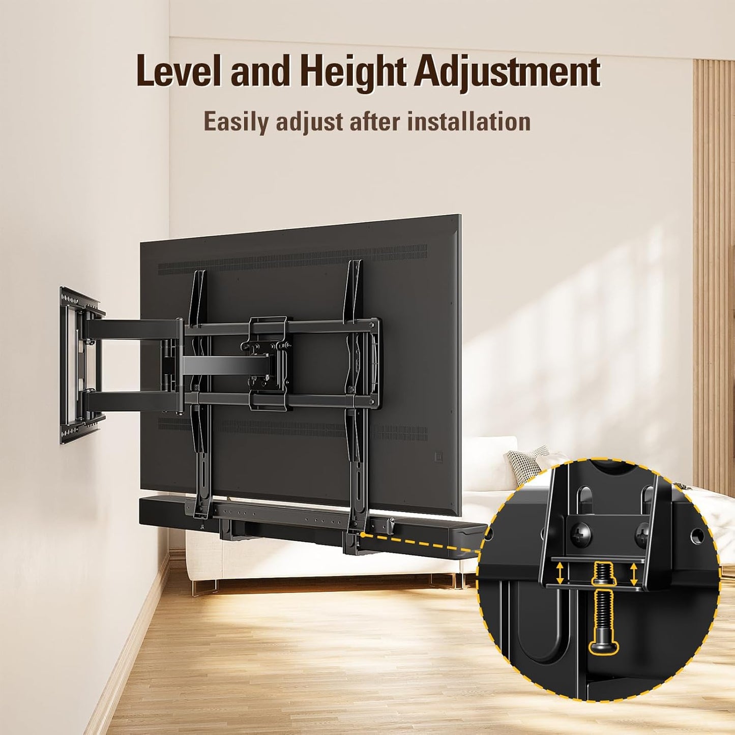 Mounting Dream Soundbar Mount - Heavy Duty Wall Bracket for Sound Bars Up to 26.5 LBS | Adjustable Height & No-Slip Base