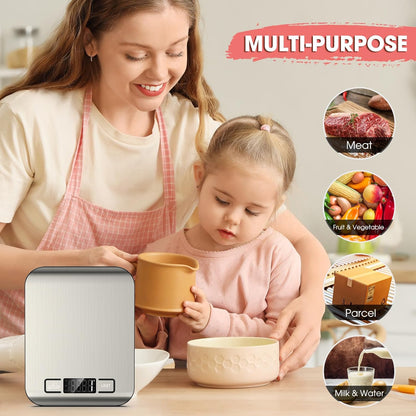 Mik-Nana Digital Kitchen Scale - 22lb Capacity for Accurate Weight in Grams & Ounces | Easy Clean Stainless Steel