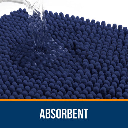 OLANLY Bathroom Runner Rug - Soft Absorbent Chenille with Rubber Backing | Quick Dry, 59x24, Twilight Sapphire