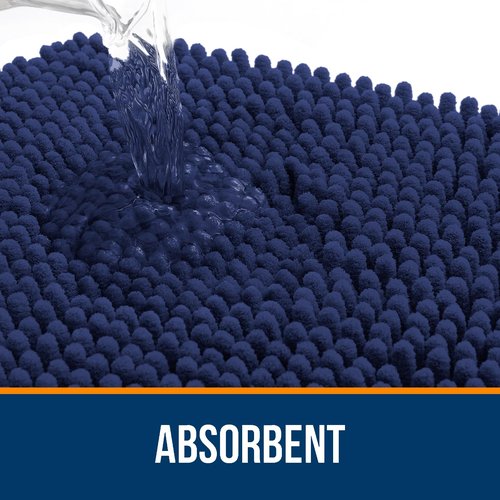 OLANLY Bathroom Rugs 36x24, Extra Soft Absorbent Chenille Bath Rugs, Rubber Backing Quick Dry, Machine Washable Bath Mats for Bathroom Floor, Tub and Shower, Home Decor Accessories, Twilight Sapphire