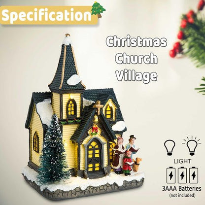Innodept12 Christmas Church Light House Snow Village | Charming Figurines & Choirs Decor