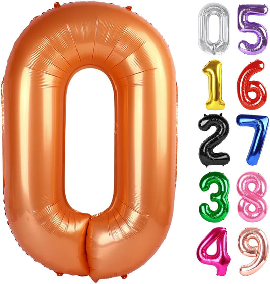 Orange Number 0 Balloon - 40 Inch Birthday Decoration for Milestone Celebrations