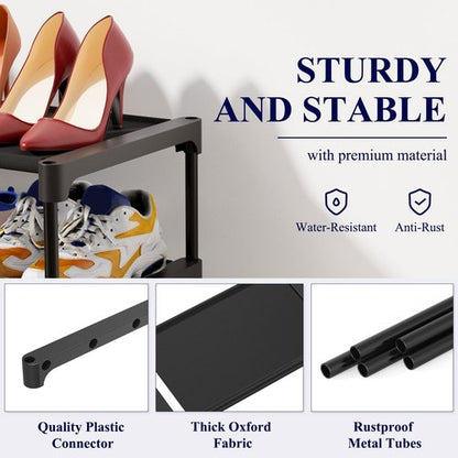 Kitsure Shoe Rack - Non-Woven Shoe Rack Shelf, Shoe Organizer for Closet, Entryway, Garage & Corridor, Stackable Shoe Shelves, 27.5" Wide - 5 Tier, Black