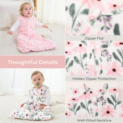 Yoofoss Baby Sleep Sack 6-12 Months, 1.5 Tog Sleep Sack, Fleece Baby Wearable Blanket with 2-Way Zipper, Infant Sleeping Sack, Soft Warm Lightweight(Small)