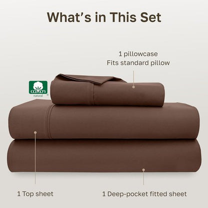 California Design Den Twin XL Bed Sheet Set - 100% Cotton, 400 Thread Count, Silky Smooth Sateen in Espresso Brown