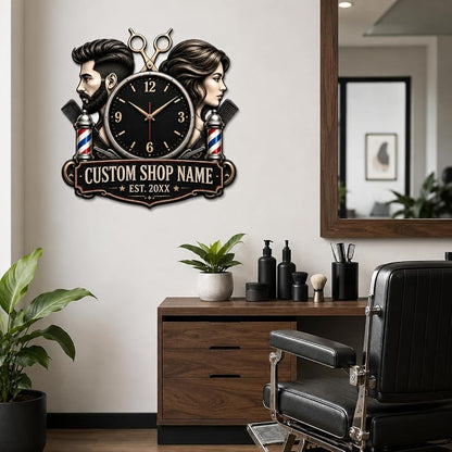 Personalized Barber Shop Wall Clock - Custom Name & Salon Décor (Variation: Barber Clock-5)
