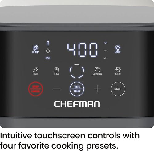 Chefman Air Fryer - 6 QT Compact Air Fryer with Hi-Fry Technology & Easy-View Window - Grey