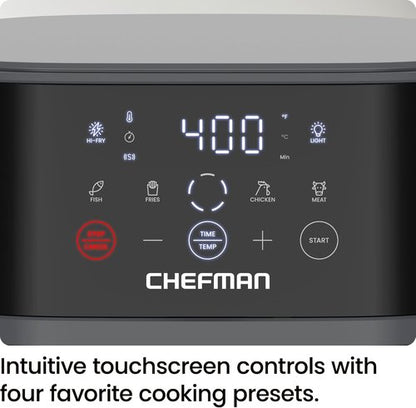 Chefman Air Fryer - 6 QT Compact Air Fryer with Hi-Fry Technology & Easy-View Window - Grey