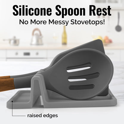 Zulay Silicone Utensil Rest - BPA-Free, Durable Spoon Rest with Drip Pad - Heat-Resistant Spoon Rest for Stove Top - Spoon Rest for Kitchen Counter - Kitchen Gadgets & Kitchen Utensils Holder - 2 Pack