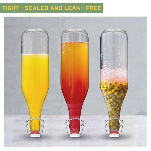 6 Pack [1 Liter / 33 fl. oz.] Swing Top Glass Bottles – Airtight Flip Top Brewing Bottles for Kombucha, Beer, Wine, Kefir, Soda, Liquor – Includes Funnel, 2 Pourers, 6+6 Seals, 6 Labels & Jute Twine