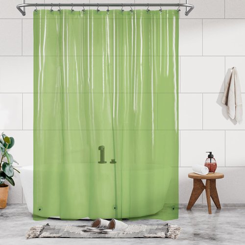 Barossa Design Extra Long Shower Curtain Liner with 3 Magnets - 72" x 84" XL, Waterproof PEVA Lightweight Shower Liner for Bathroom, PVC Free, Metal Grommets - Clear Green, 72x84