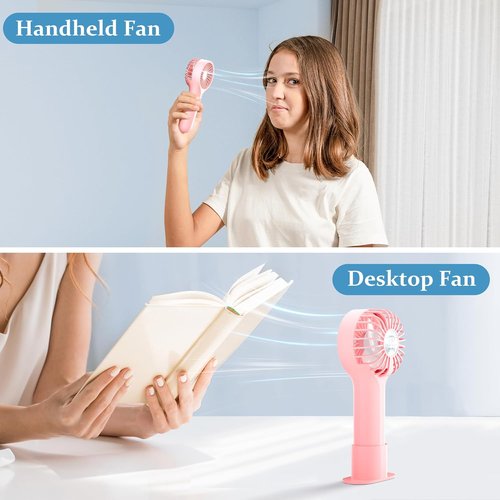 BDXXJ Mini Personal Fan - Portable USB Rechargeable Handheld Fan for Makeup & Desk Use - Pink