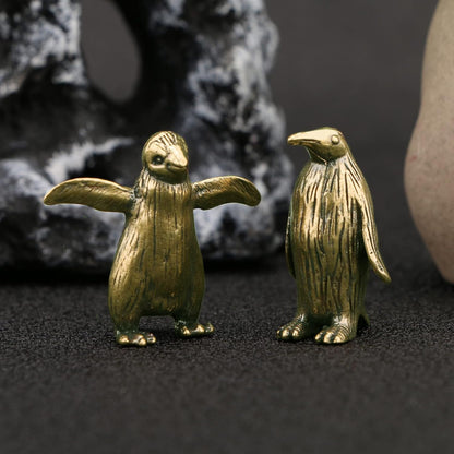 Skiennix Brass Penguin Statue - Charming Ocean-Inspired Décor | Set of 2 for Feng Shui Collection