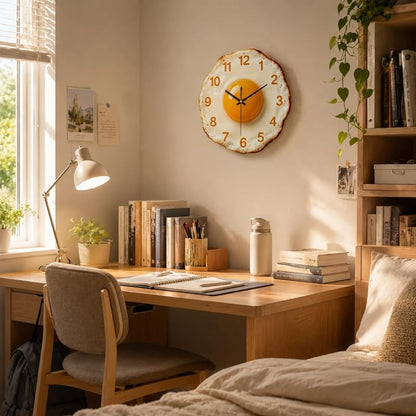 11.8 in Egg Shaped Wall Clock with Solid Wood Dial - Funny Kitchen Clock Variation of THIS listing: 11.81 in