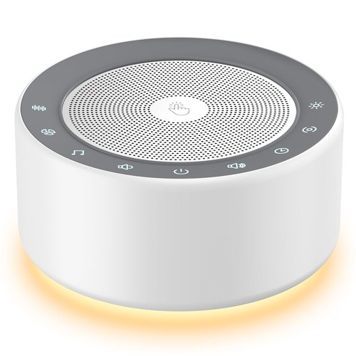Kipcush White Noise Machine with Night Light – Nursery Sound Machine with Soft Non-Glare Lamp, 30 Soothing Sounds, 8 Color Lights, Up to 8-Hour Timer for Baby & Adults