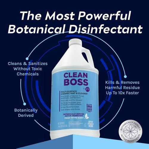 CleanBoss Botanical Disinfectant - Multi-Surface Cleaner - 128 oz | Kills 99.9% of Germs & Viruses - Fresh Thyme Scent - Pet Friendly