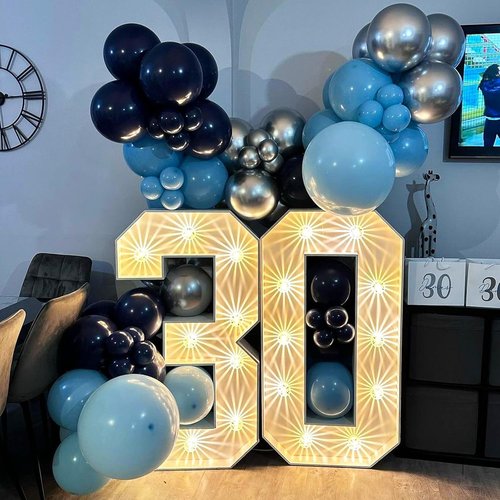 Blue Silver Balloons Set - 12 Inch Dark Navy & Confetti Latex Balloons for Birthday, Graduation & Weddings