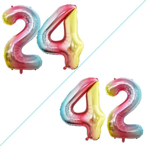 GOER Jumbo 42-Inch Rainbow Foil Balloons - Perfect for 24th & 42nd Birthday Party Decorations